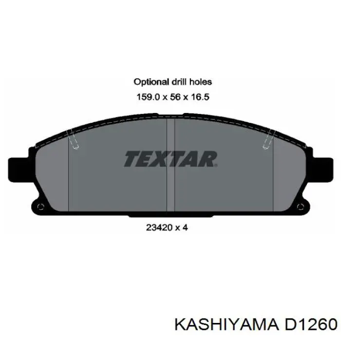 Колодки гальмівні передні, дискові D1260 Kashiyama