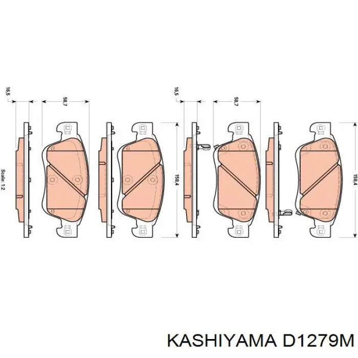 Колодки гальмівні передні, дискові D1279M Kashiyama