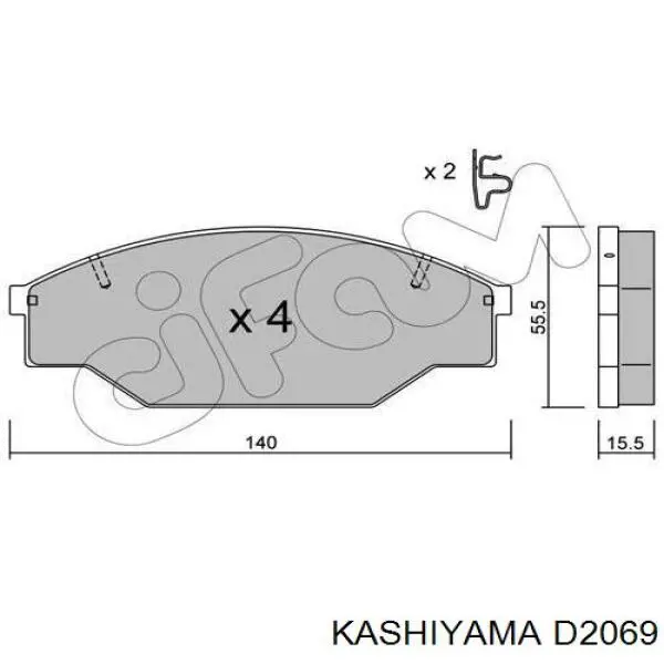 Колодки гальмівні передні, дискові D2069 Kashiyama