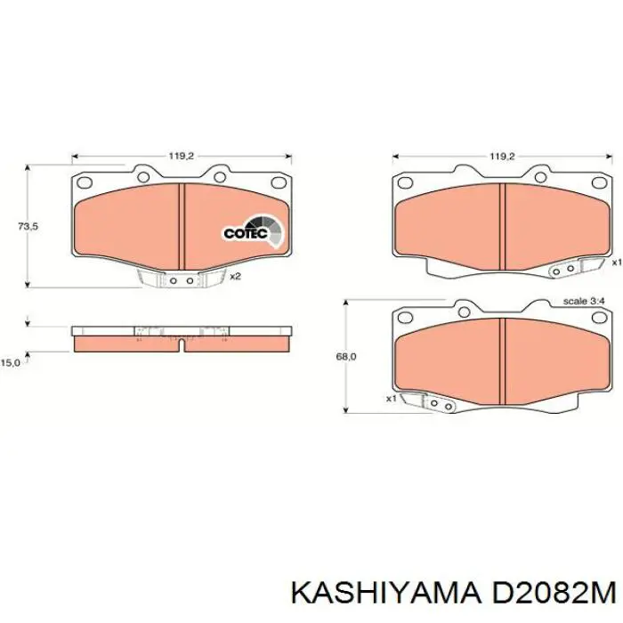 Купити D2082M Kashiyama Колодки гальмівні передні, дискові