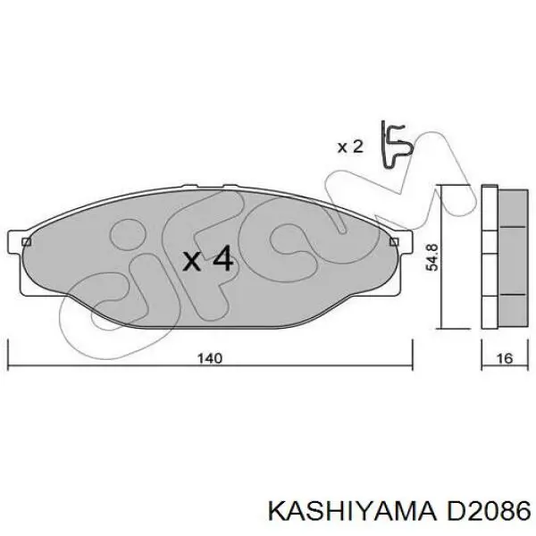 D2086 Kashiyama колодки гальмівні передні, дискові