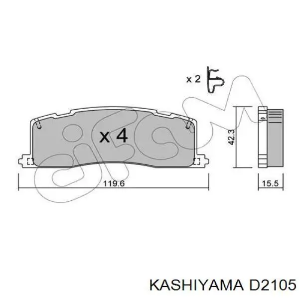 D2105 Kashiyama Колодки гальмівні задні, дискові
