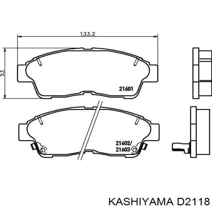 Купити D2118 Kashiyama Колодки гальмівні передні, дискові