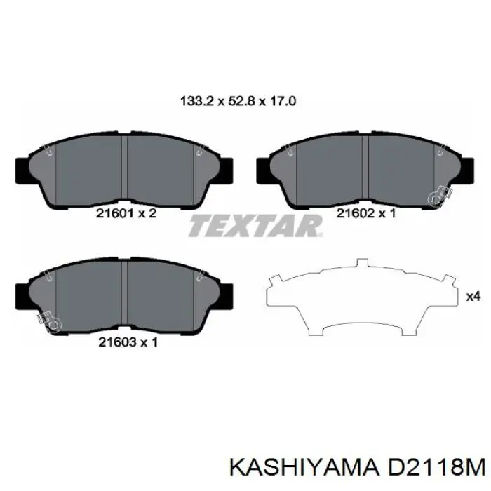 Колодки гальмівні передні, дискові D2118M Kashiyama