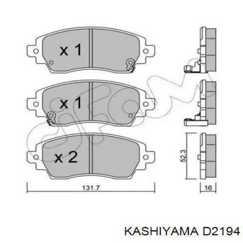D2194 Kashiyama колодки гальмівні передні, дискові