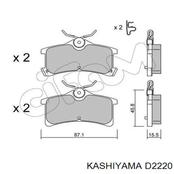 D2220 Kashiyama колодки гальмові задні, дискові