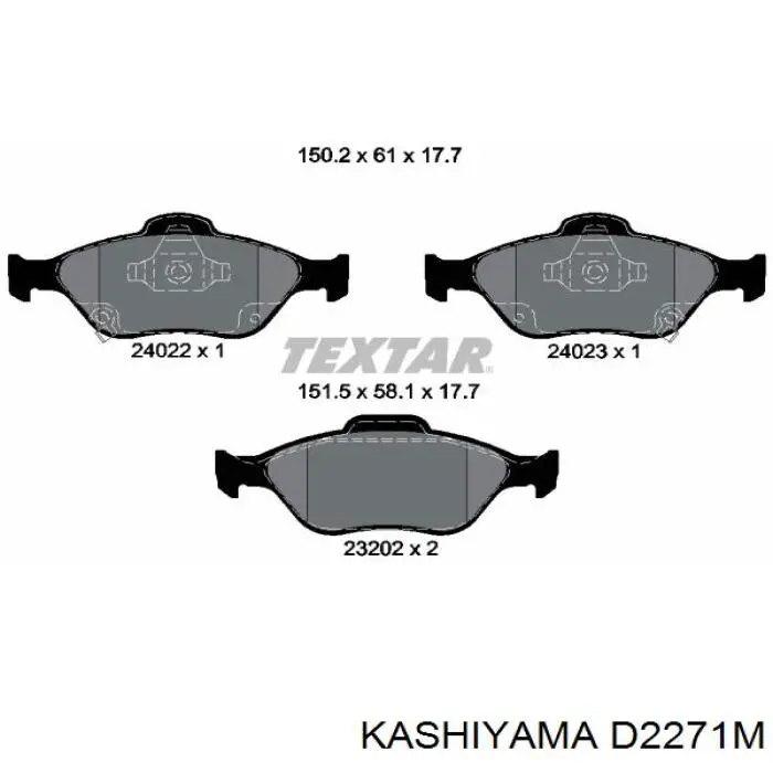 D2271M Kashiyama колодки гальмівні передні, дискові