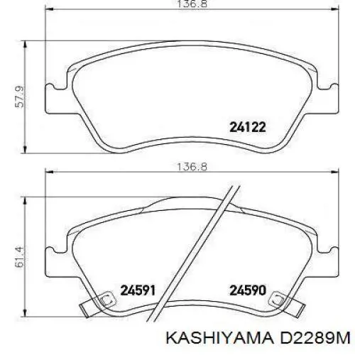 D2289M Kashiyama колодки гальмівні передні, дискові