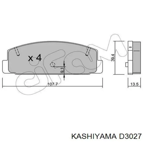 D3027 Kashiyama колодки гальмові задні, дискові