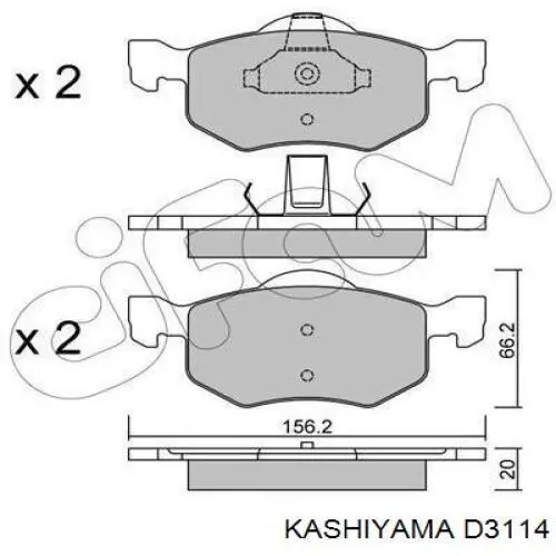 Купити D3114 Kashiyama Колодки гальмівні передні, дискові