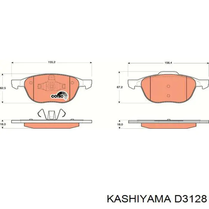 D3128 Kashiyama Передні гальмівні колодки