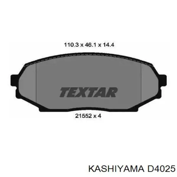 Колодки гальмівні передні, дискові D4025 Kashiyama