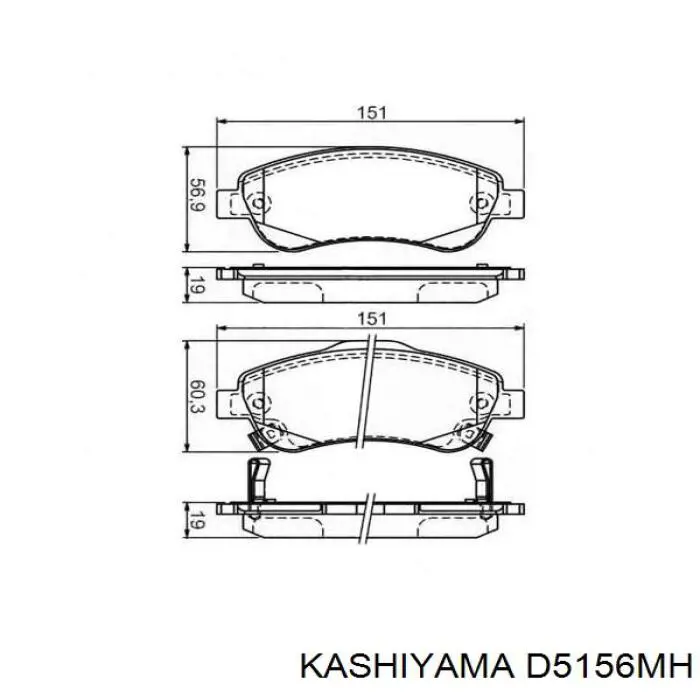 Купити D5156MH Kashiyama Колодки гальмівні передні, дискові