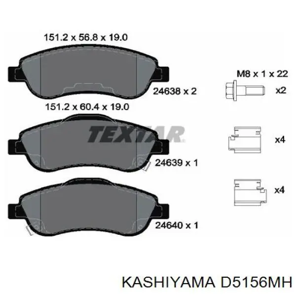 D5156MH Kashiyama колодки гальмівні передні, дискові