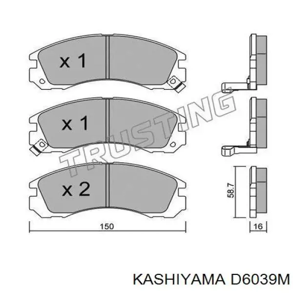 D6039M Kashiyama Передні гальмівні колодки