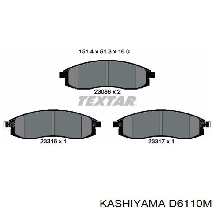 D6110M Kashiyama колодки гальмівні передні, дискові