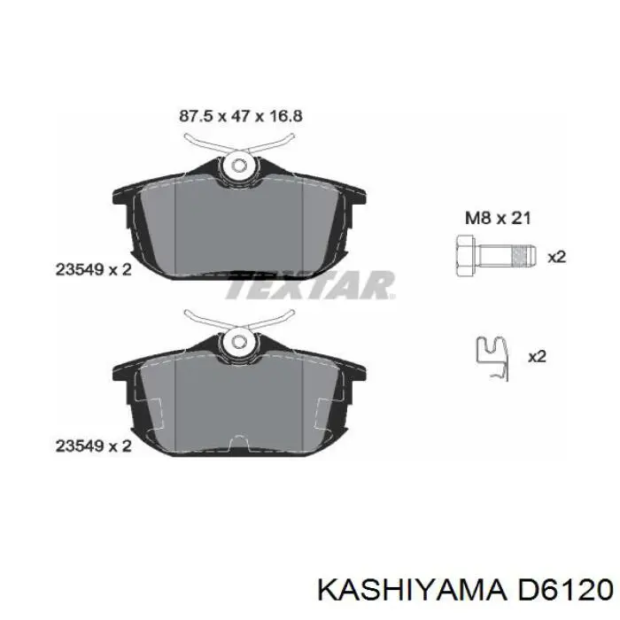 Колодки гальмові задні, дискові D6120 Kashiyama