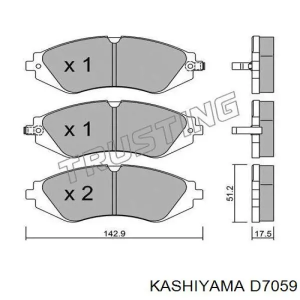 D7059 Kashiyama колодки гальмові задні, дискові