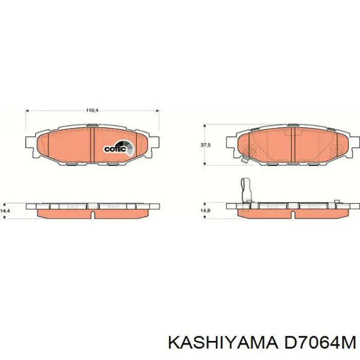 D7064M Kashiyama Колодки гальмівні задні, дискові