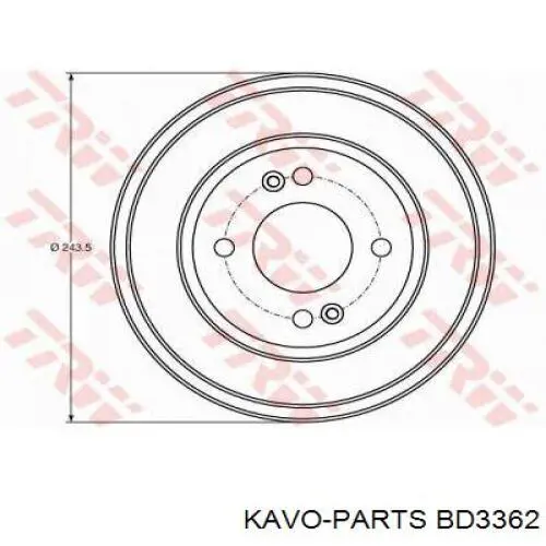 Купити BD3362 Kavo Parts Барабан гальмівний задній