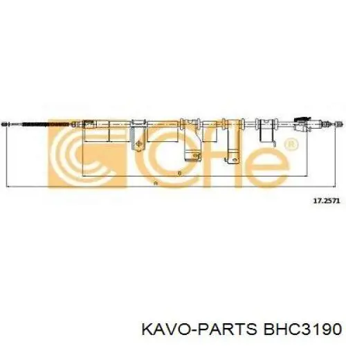 Купити BHC3190 Kavo Parts Трос ручного гальма задній, правий