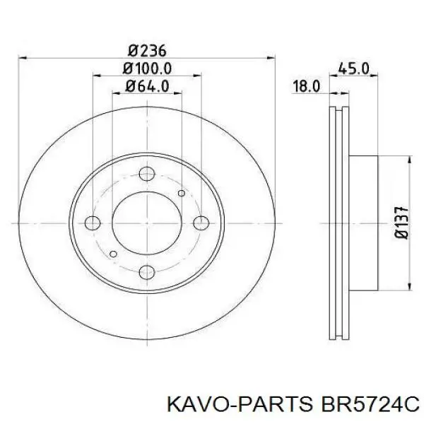 Купити BR5724C Kavo Parts Ротор гальмівний