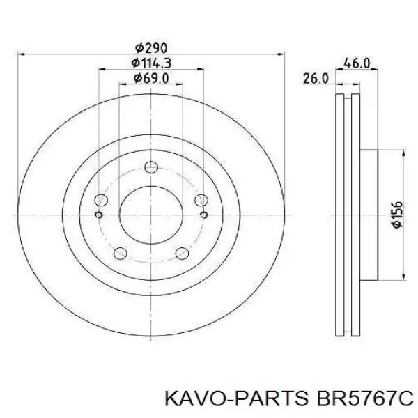 Диск переднього гальма Kavo Parts BR5767C ціна, від 38.01 USD