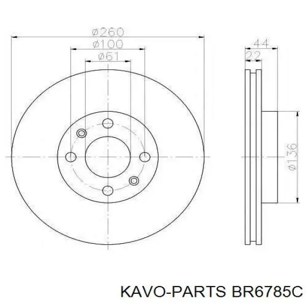 Диск переднього гальма Kavo Parts BR6785C ціна, від 27.51 USD