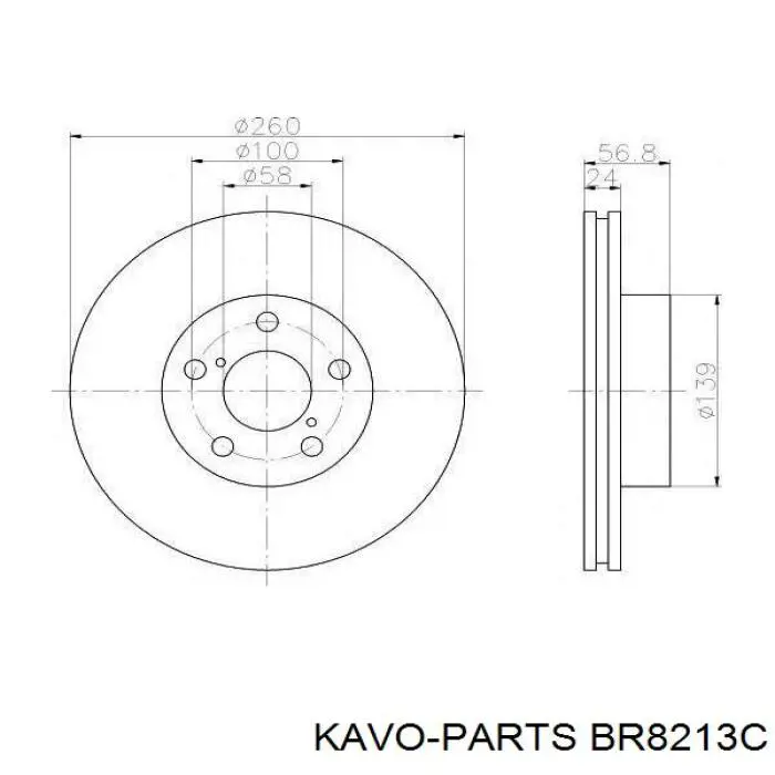 Диск гальмівний передній Kavo Parts BR8213C