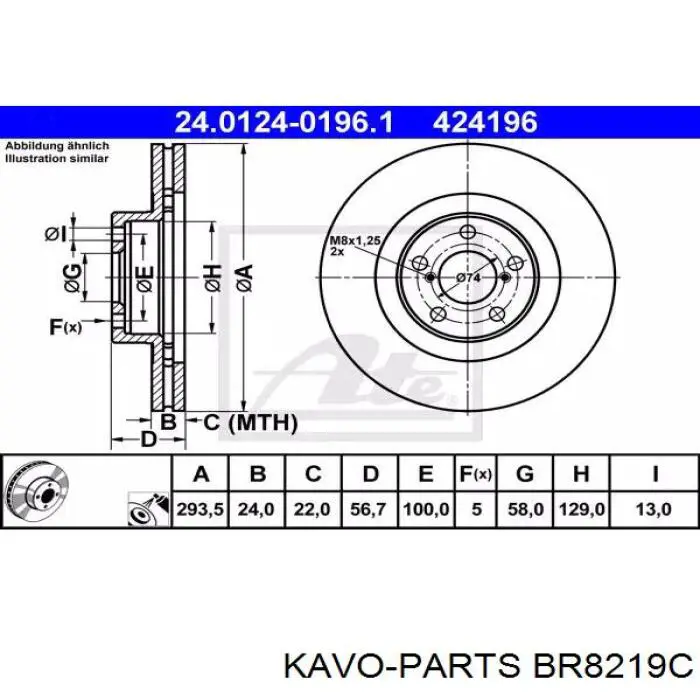 Купити BR8219C Kavo Parts Ротор гальмівний