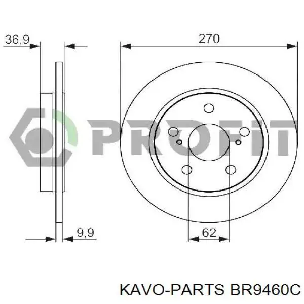 Задні дискові гальма Kavo Parts BR9460C ціна, від 27.23 USD
