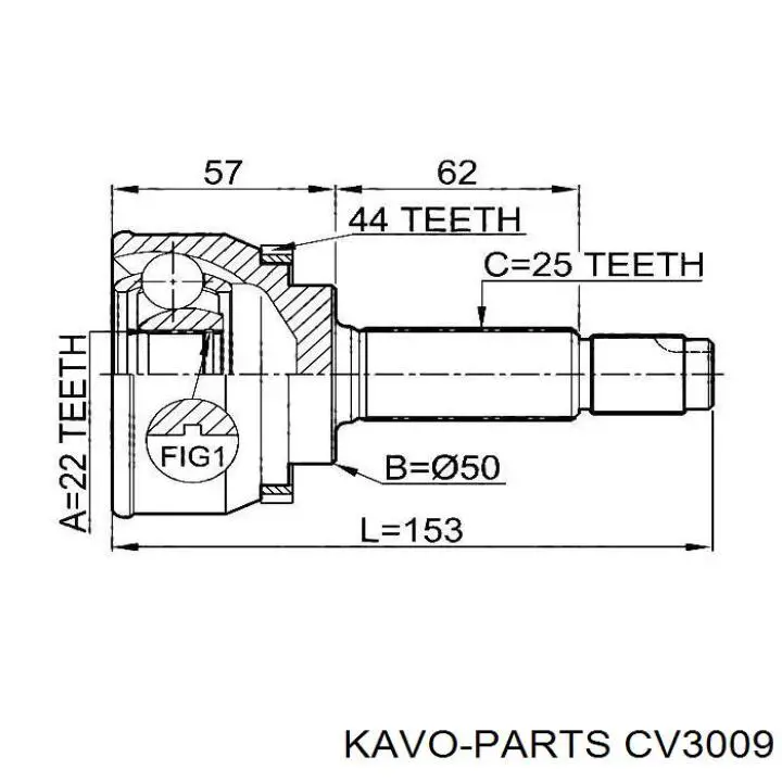 Купити CV3009 Kavo Parts Шарнір приводу зовнішній