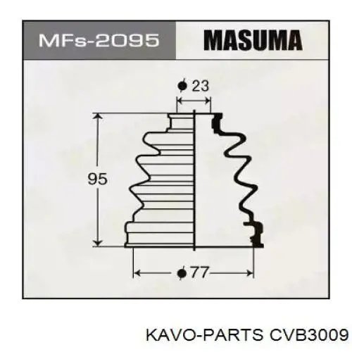 Пильник ШРУСа внутрішній, передній піввісі Kavo Parts CVB3009