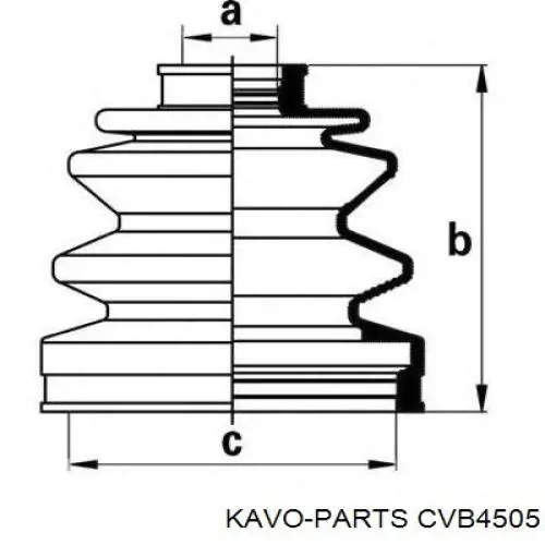 Купити CVB4505 Kavo Parts Пильник шарніра кутових швидкостей зовнішній правий