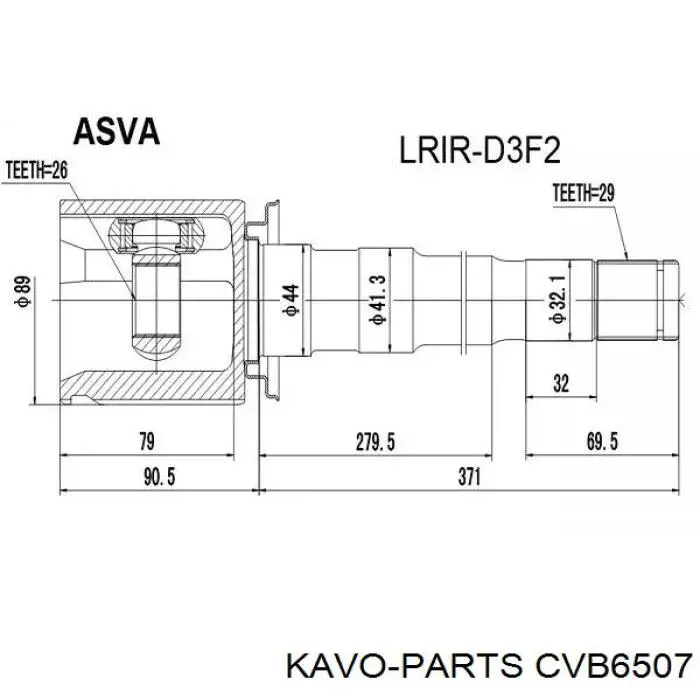 CVB6507 Kavo Parts Пильник ШРУСа зовнішній, передній піввісі