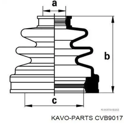 Купити CVB9017 Kavo Parts Пильник шарніра кутових швидкостей зовнішній правий