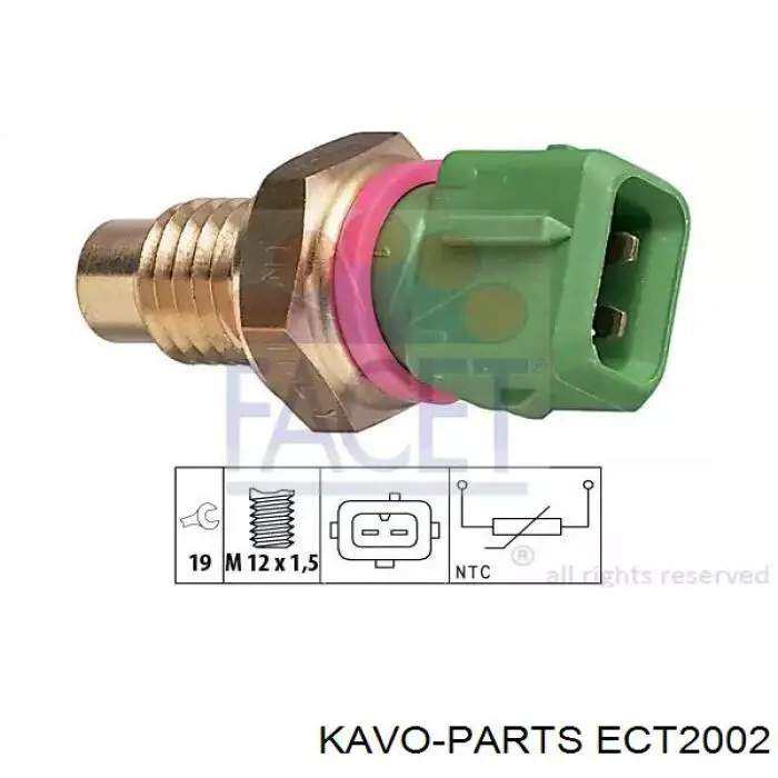 Датчик температури охолоджуючої рідини ECT2002 Kavo Parts