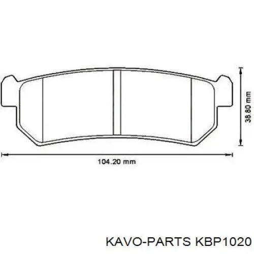 KBP1020 Kavo Parts Колодки гальмівні задні, дискові