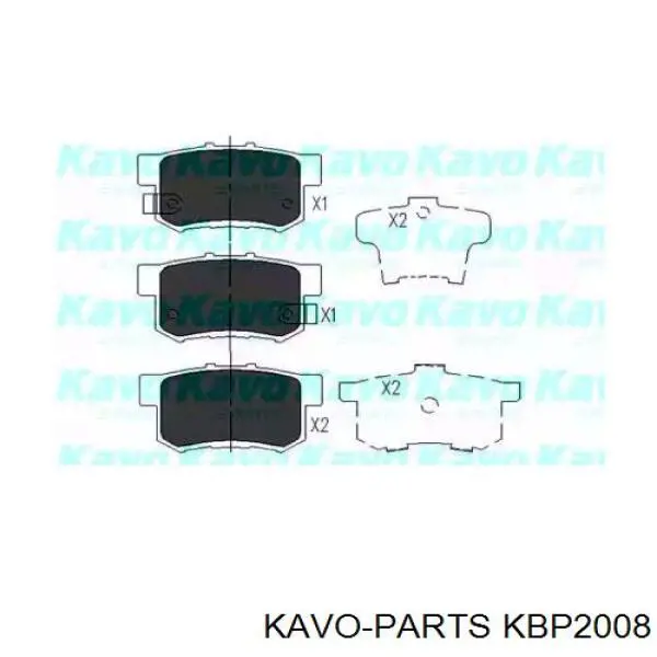 KBP2008 Kavo Parts колодки гальмові задні, дискові