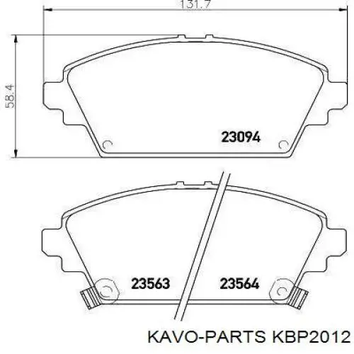 Передні тормозні колодки KBP2012 Kavo Parts