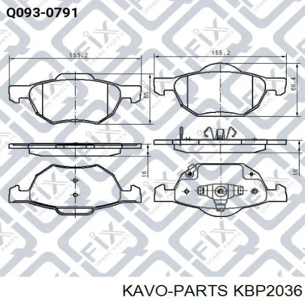 Купити KBP2036 Kavo Parts Колодки гальмівні передні, дискові