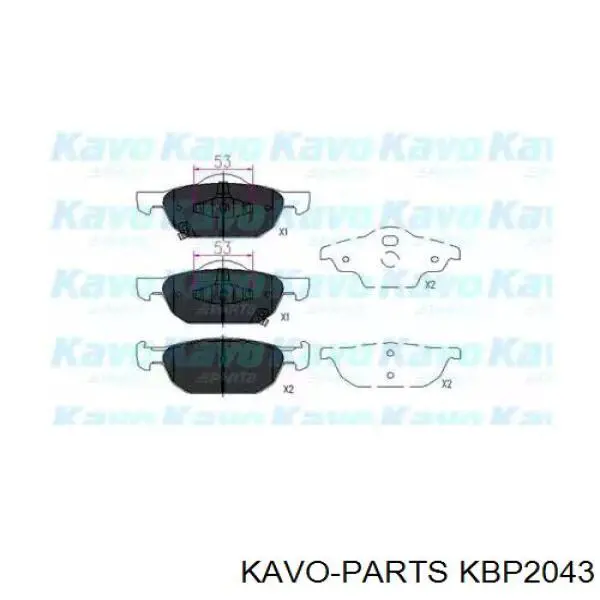 KBP2043 Kavo Parts колодки гальмівні передні, дискові