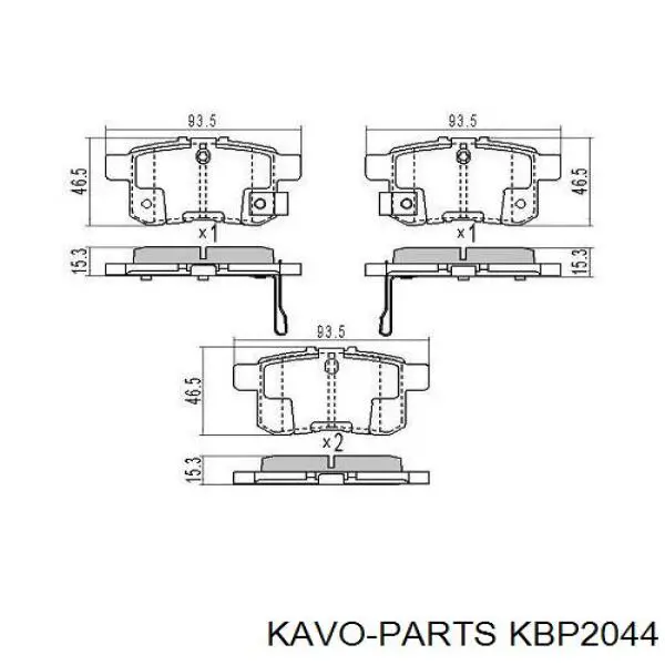 Задні гальмівні колодки KBP2044 Kavo Parts