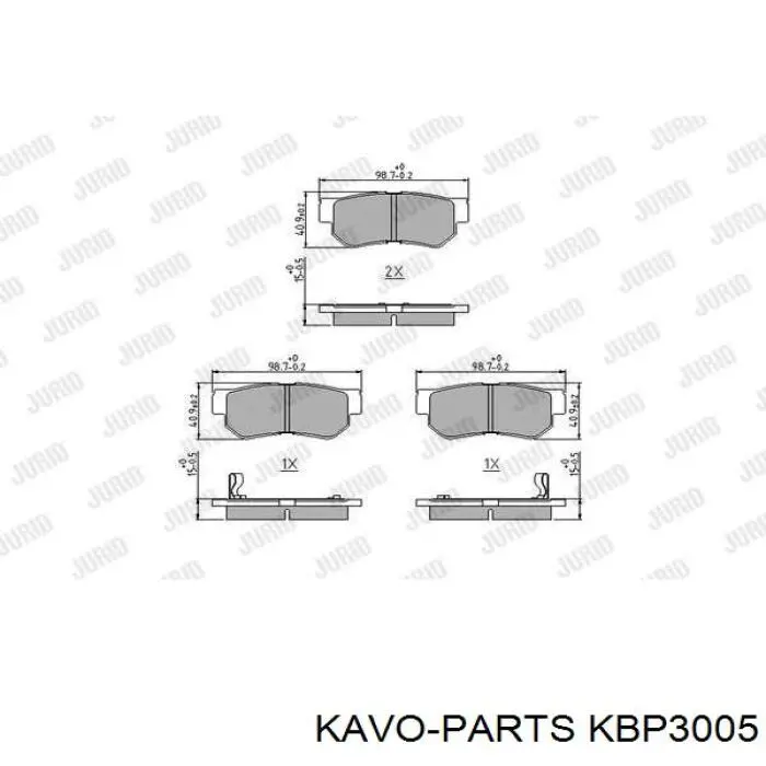 Купити KBP3005 Kavo Parts Задні колодки