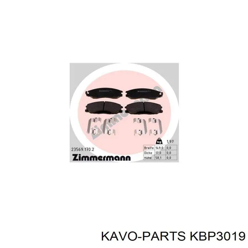 Гальмівні колодки Kavo Parts KBP3019 ціна, від 18.64 USD