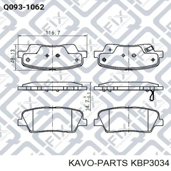 Купити KBP3034 Kavo Parts Задні колодки