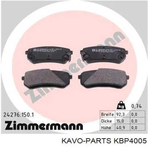 Купити KBP4005 Kavo Parts Задні колодки