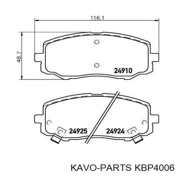 Передні тормозні колодки KBP4006 Kavo Parts
