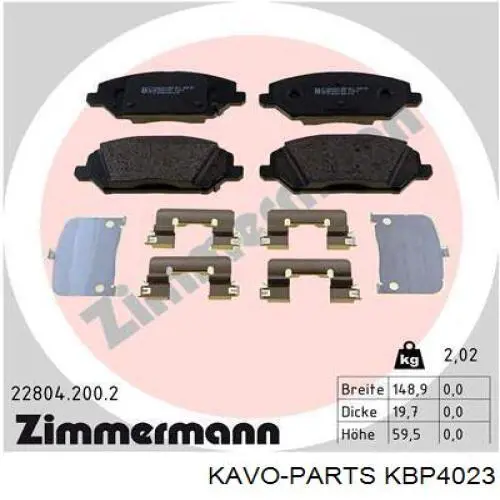 Гальмівні колодки Kavo Parts KBP4023 ціна, від 18.20 USD