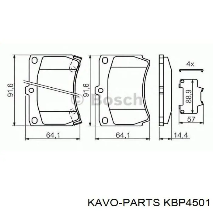 KBP4501 Kavo Parts Передні гальмівні колодки